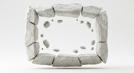 Surreal Floating Stone Frame with Levitation Pieces