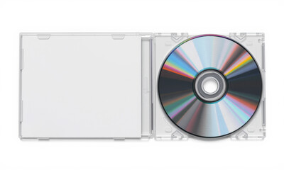 clear CD jewel case with disc inside, showcasing modern design. Perfect for music or data storage