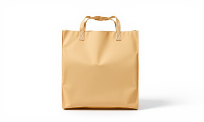 simple, stylish shopping bag in warm beige color, perfect for carrying groceries or personal items. Its sturdy design and comfortable handles make it practical choice for everyday use