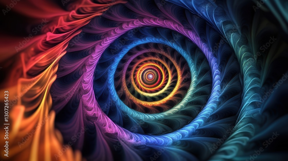 Aufkleber vibrant fractal spiral with dynamic colors and intricate patterns capturing the essence of mathemati