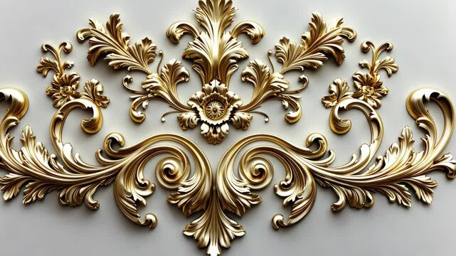 Elegant wall decoration showcases intricate gold leaf patterns and floral designs, embodying fine artistry in any space