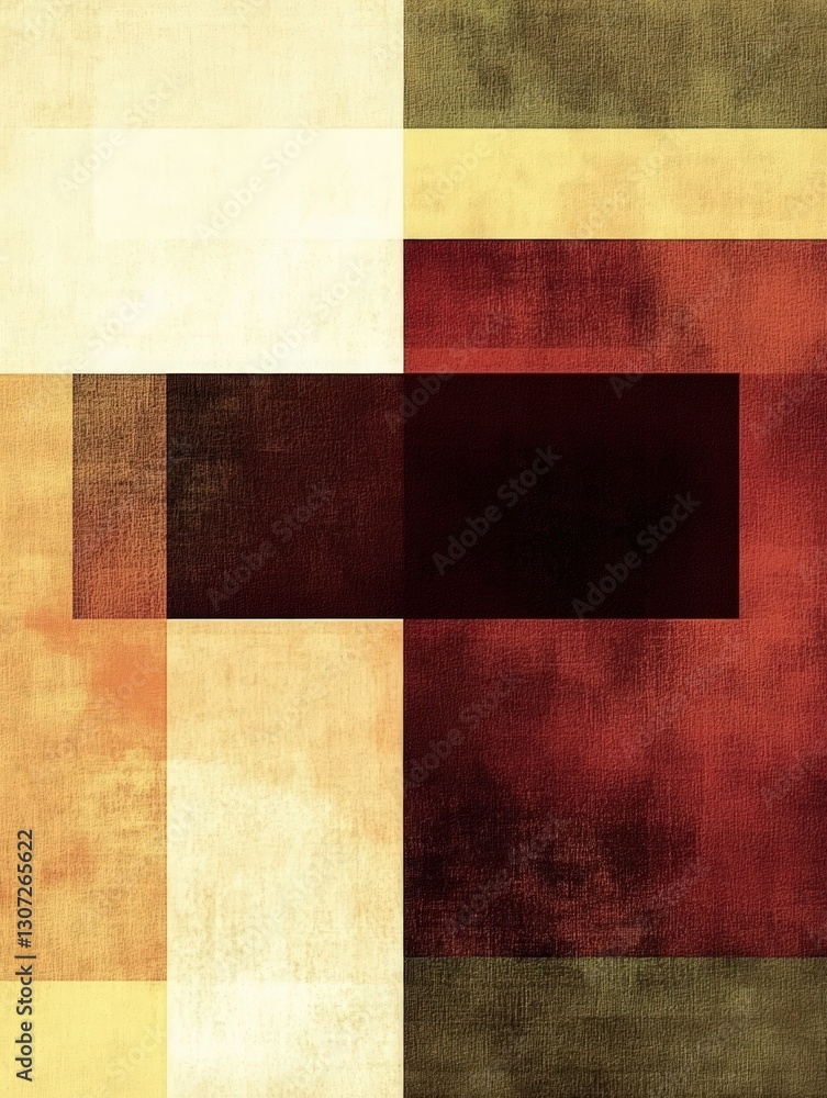 Poster abstract geometric composition with rectangular blocks in muted colors textured background