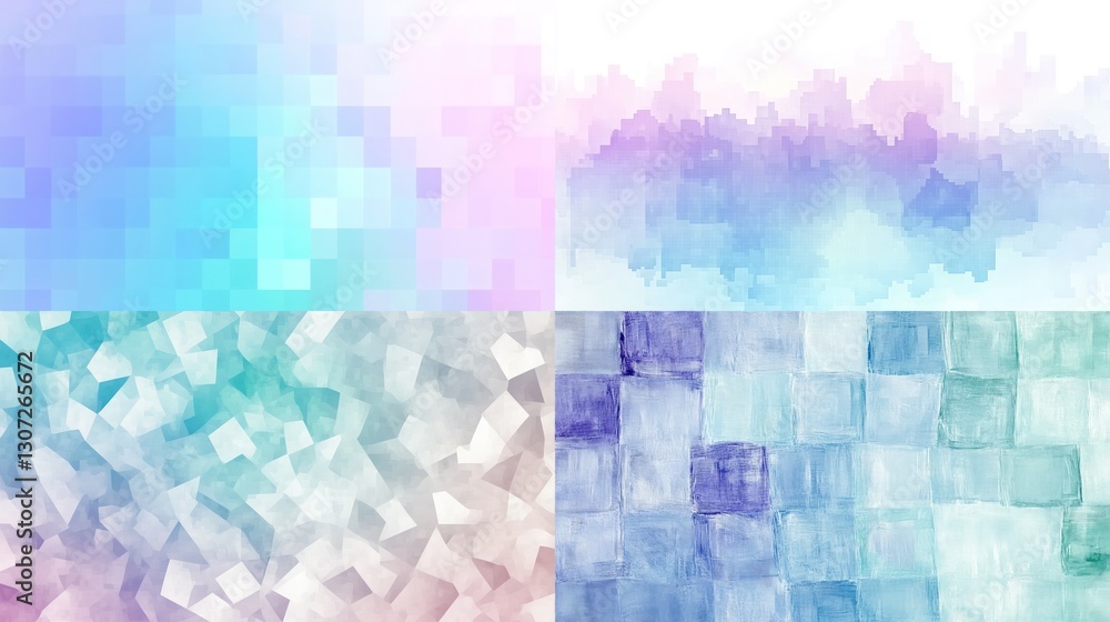 Poster abstract geometric backgrounds in pastel colors squares and irregular shapes different textures and 