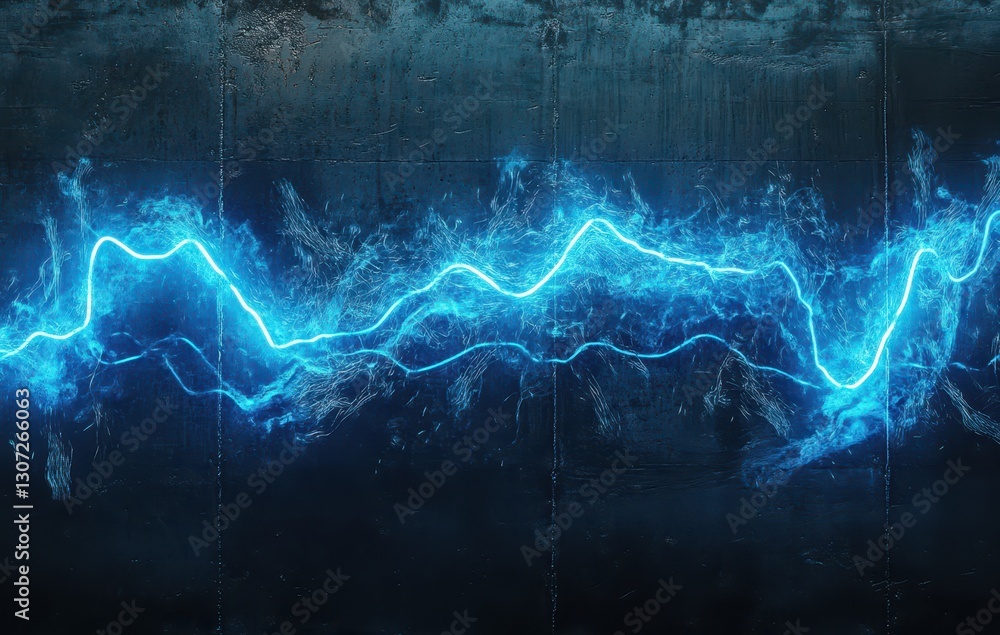 Poster electric blue wave pattern on dark background creating a dynamic visual for technology and abstract 