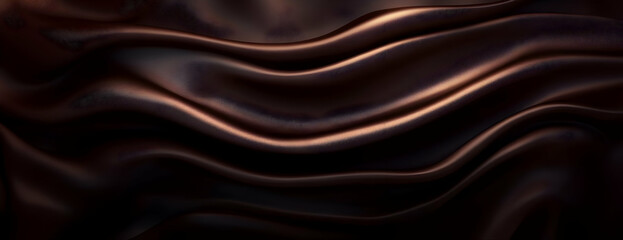 Fototapeta premium Dark brown silk waves. Background texture