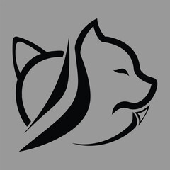 Obraz premium Abstract fox silhouette icon, ideal for creative projects. Clean, geometric lines make it unique and versatile.