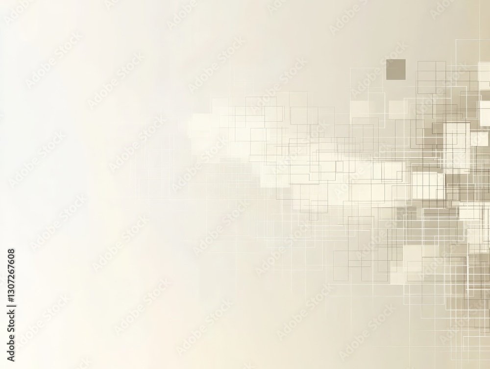 Poster abstract design with geometric shapes in shades of beige against a gradient background