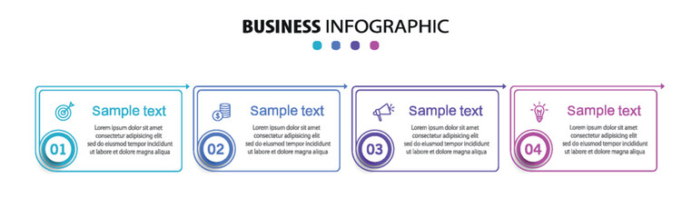 Business vector infographic template with 4 options or steps