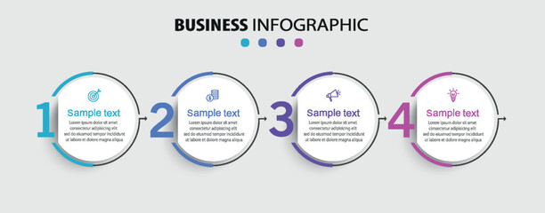 Business vector infographic template with 4 options or steps