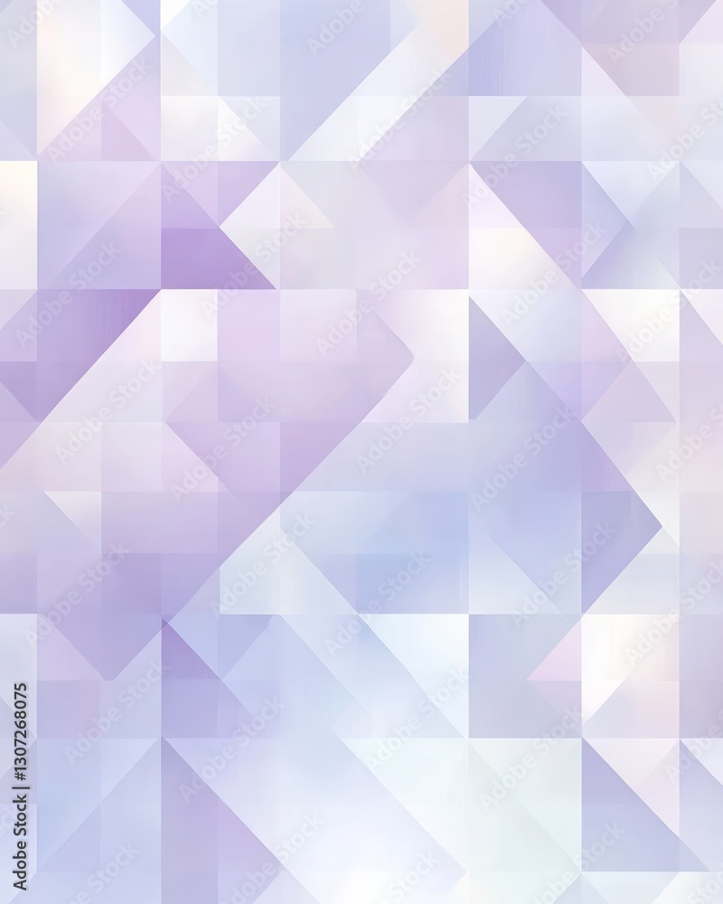 Poster abstract geometric background with translucent triangular and square shapes in varying shades of lav