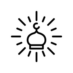 Minimalist Mosque Icon with Radiating Lines Depicting Spiritual Significance