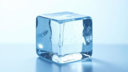 Close-up image of a single ice cube isolated on a transparent background. showcasing its clarity and texture, perfect for cooling beverages