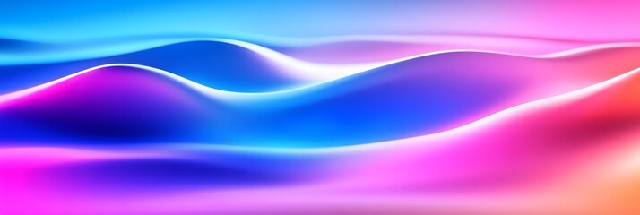Fototapeta premium Abstract Glowing Waves Art - Fluid, vibrant, energy, flow, serenity. An abstract landscape of glowing pink and blue waves evokes feelings of calm and dynamism