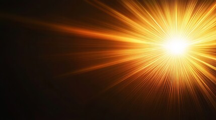 sun, side view, black solid background, blazing sun with dramatic rays, glowing intensely against the darkness.