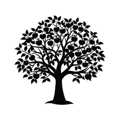 Obraz premium Tree silhouette vector on white background