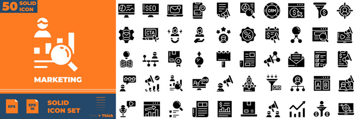 Marketing Solid Editable Icons set