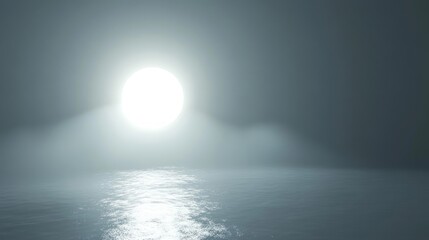 sun, side view, grey solid background, diffused sun with soft rays, gentle and peaceful light casting a serene glow.