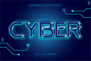 Futuristic Cyber Text Effect with Neon Glow and Tech