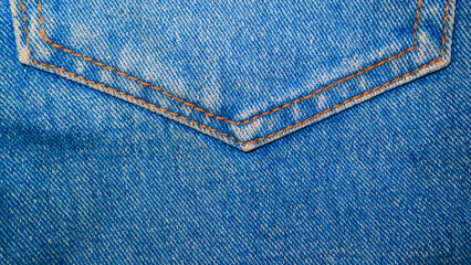 Blue jeans textured envelope, pants or shirt pockets showing neat jeans stitching