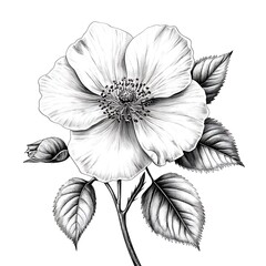 Fototapeta premium Detailed grayscale rose illustration