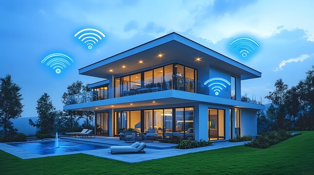 3D smart home with multiple Wi-Fi nodes ensuring seamless mesh network coverage