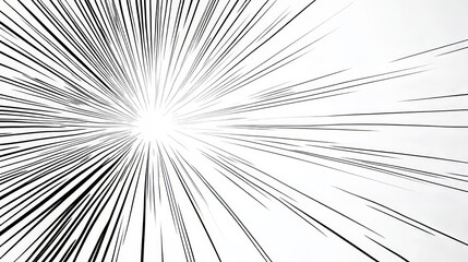 Obraz premium sunset, line-art, close-up, white background, sun sinking below the horizon, radiating rays with sharp and clean lines.