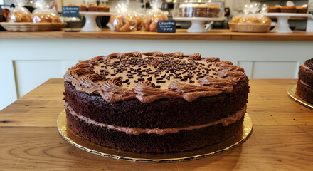 chocolate cake on a table