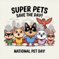 national pet day. illustration Art.  Poster, banner, post, story 
