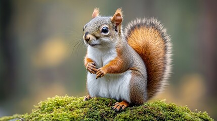 Naklejka premium portrait of a squirrel in the forest