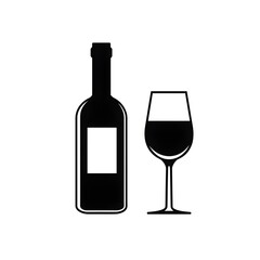 Black wine bottle and glass icon