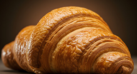 fresh crispy croissant on a plate