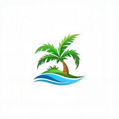 Palm tree on island with water