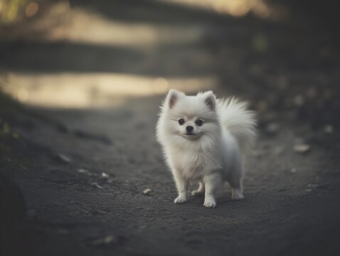 white dog on the street