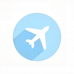Fototapeta premium Airplane silhouette in light blue circle background