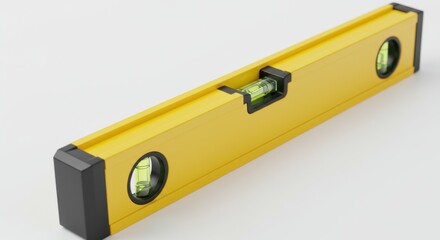 Yellow Spirit Level on White Background