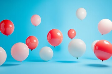 Bright balloons with text space against a blue backdrop. Generative Ai