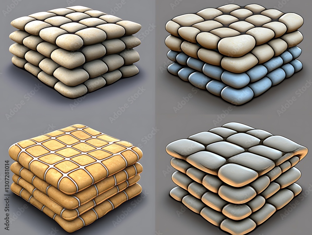 Aufkleber abstract stone cubes compositions in different shades and textures