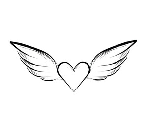 love with wings sketch illustration