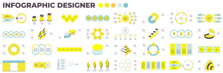 Pie chart collection. Charts for infographics, presentations, business visualization. Vector infographic templates.