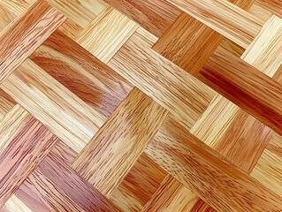 Detailed herringbone parquet flooring design with natural light brown tone