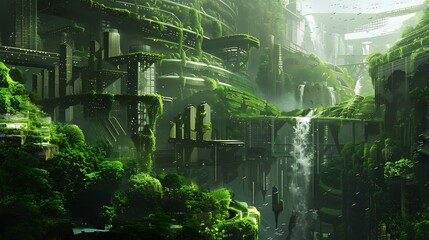 Overgrown Metropolis: A Futuristic Oasis