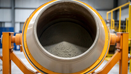 Industrial Cement Mixer with Freshly Mixed Concrete in Construction Site Environment