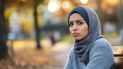 Woman in a park reflecting during a peaceful autumn afternoon