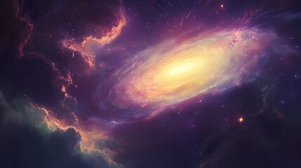 Fototapeta premium A luminous galaxy spirals gracefully through the deep dark cosmos