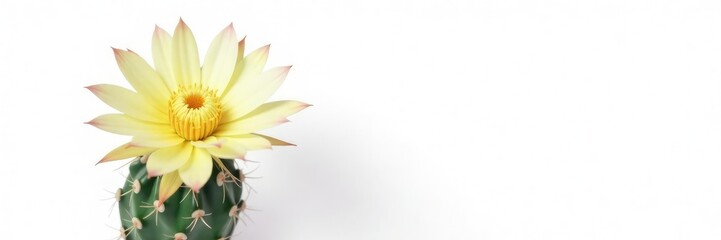 Single cactus flower isolated on white background, botanical, cactus, solitary