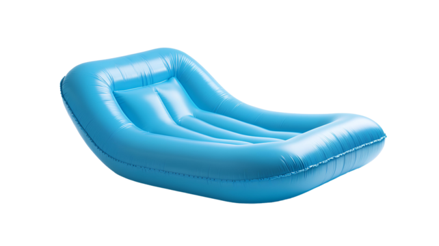 Blue inflatable mattress isolated on transparent background