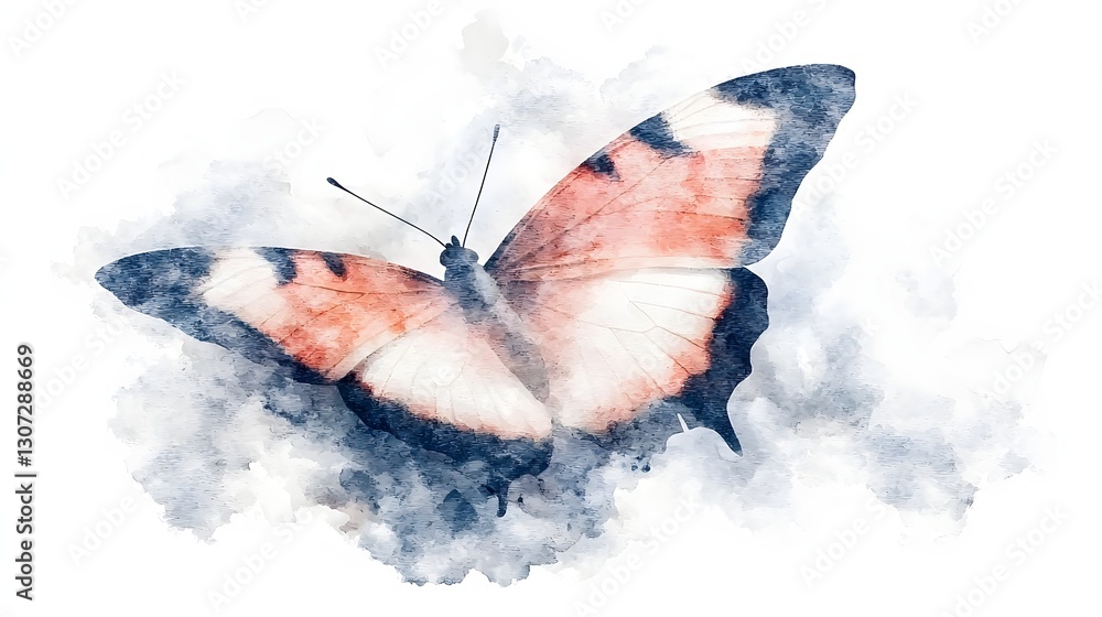 Aufkleber captivating watercolor butterfly with harmonious geometric abstract design blending organic nature a