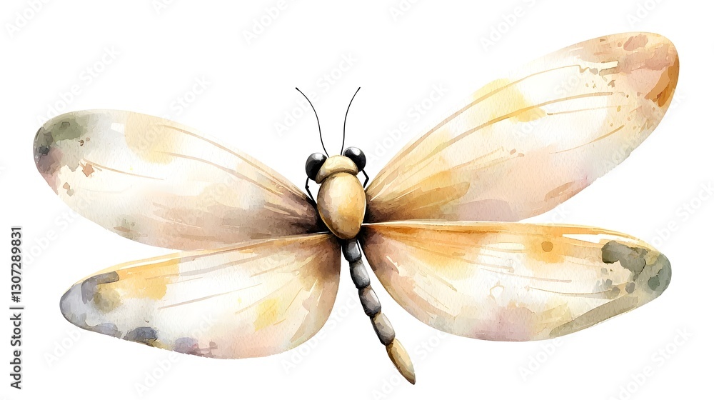 Leinwandbilder charming and detailed dragonfly painting rendered in a minimalistic watercolor style with intricate 