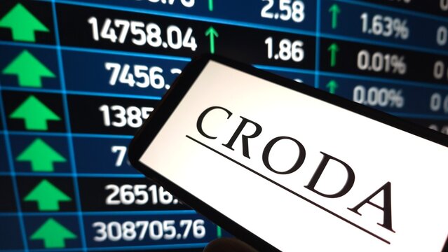 Konskie, Poland - March 03, 2025: Croda International company logo displayed on mobile phone