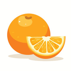 Cartoon Orange Fruit with a Slice Graphic